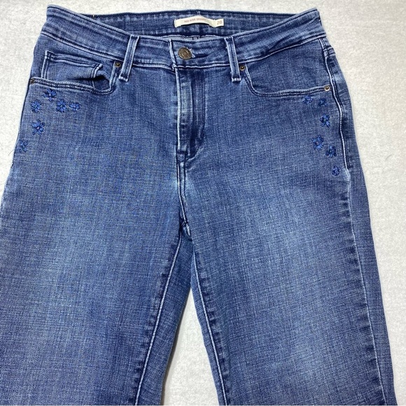 Levi's Jeans Women's W28 Blue Mid Rise Skinny Leg Flower Embroidery Casual Denim - Picture 2 of 16